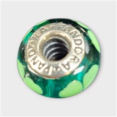 Authentic Pandora #790927 Kiss Me, I'm Irish Clover Murano Glass Bead